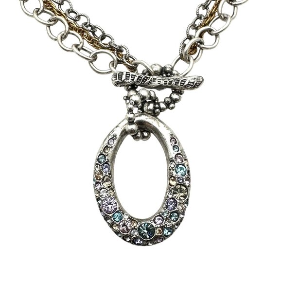 Patricia Locke Multicolor Swarovski Crystal Silver Tone Pendant Necklace 20 Inch - Picture 1 of 4